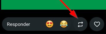 Status de outra pessoa no WhatsApp, com uma seta apontando o botão de repostar ao lado do coração